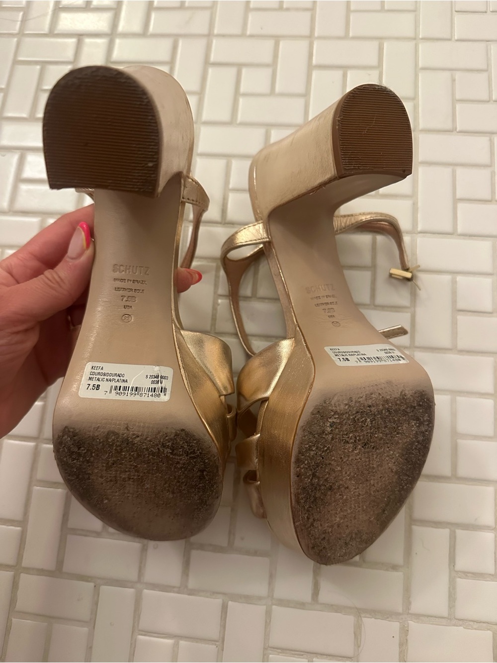 Schutz Keefa Gold Platform High Heel Sandals - Women - Picture 11 of 11